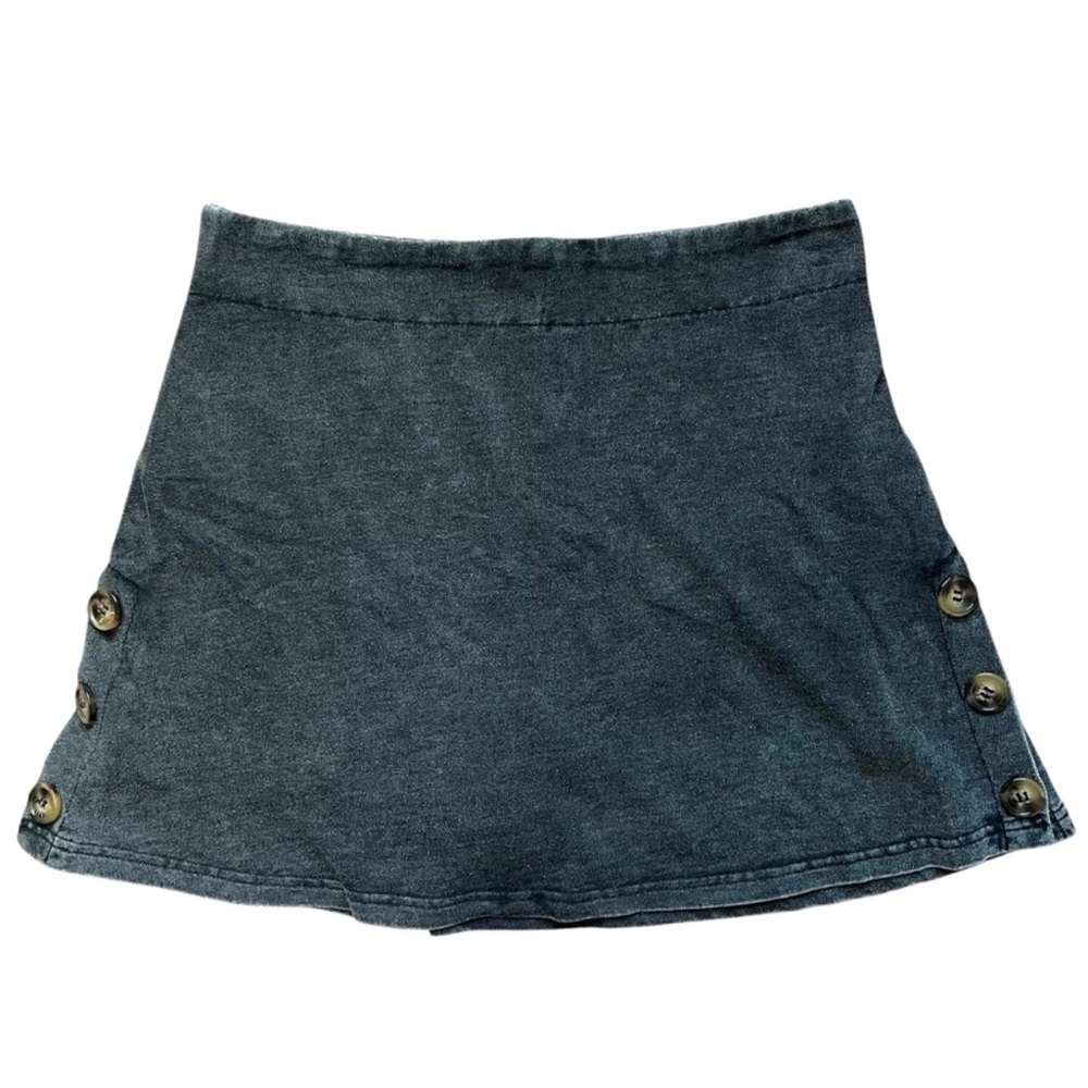 BOUTIQUE WHITE BIRCH Womens Preppy Cute Grey Heathered Pull On Button Skort Sz S